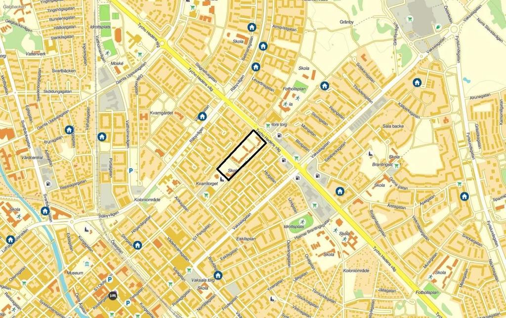 Figur 1-1. Översiktskarta med ungefärlig placering av utredningsområdet Kvarngärdet 1:20, markerat med en svart polygon (Karta från hitta.se). 1.2 Allmänt om dagvatten Dagvatten definieras som ett tillfälligt förekommande vatten som avrinner markytan vid regn och snösmältning.