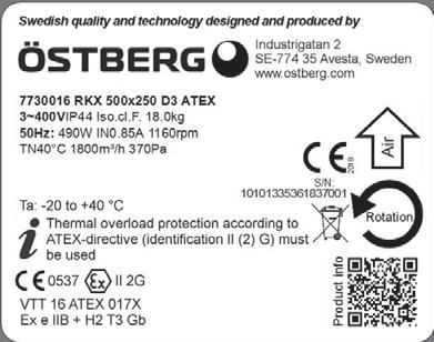 CONDITIONS ACCORDING TO CERTIFICATE VTT16ATEX017X 1.