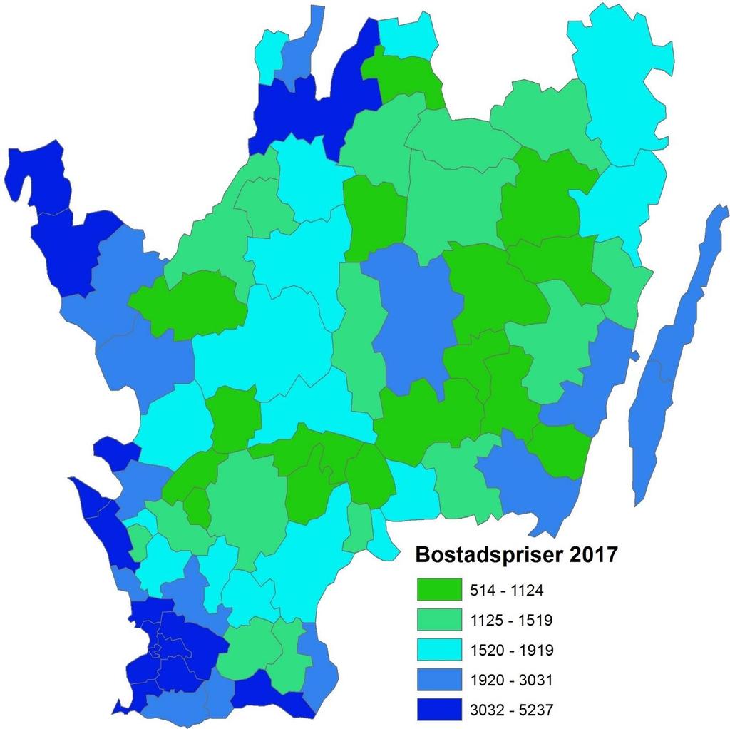 i flerbostadshus finns i Växjö, där andelen uppgår till 49,2 procent. Totalt är 38 procent av lägenheterna i länet inrymda i flerbostadshus.