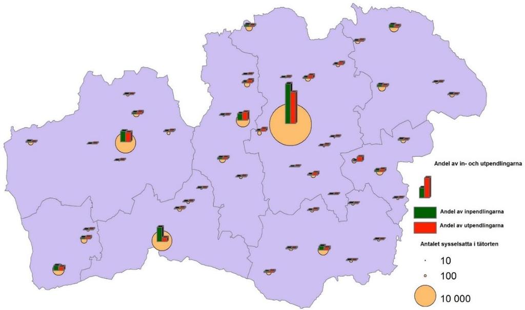 Källa: SCB och egna bearbetningar av Region Kronoberg Det är inte endast större städer som har en stor betydelse för sitt omland.