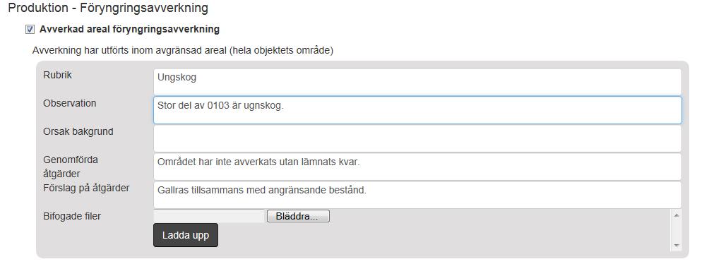 Rapportera avvikelser i produktion I följande avsnitt bockar man för de rubriker där det finns en avvikelse att rapportera. När man bockar i rutan fälls ett avsnitt ut.