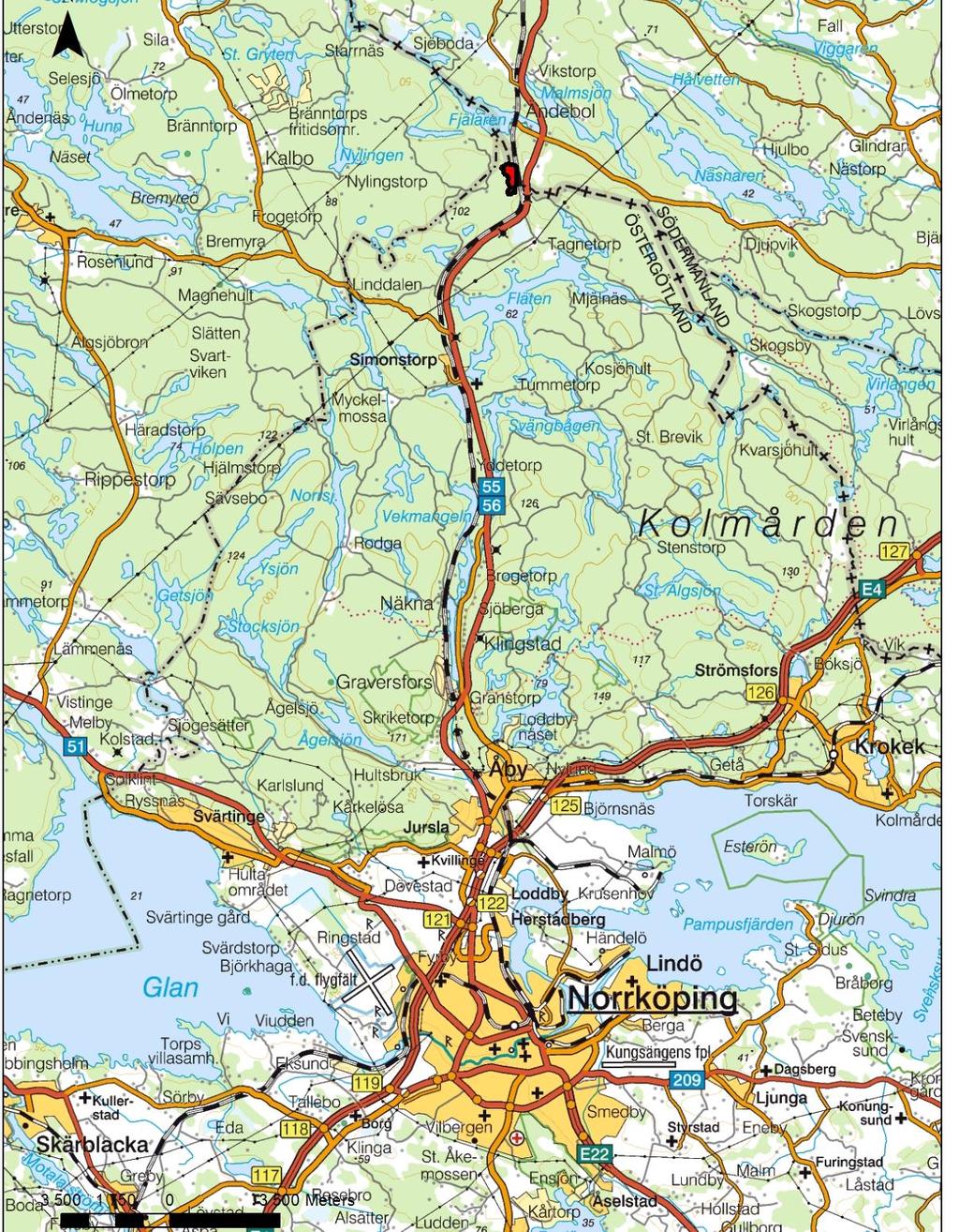 Se reservatsbeslutet. Karta 1. Översiktskarta, röd markering är reservatets läge. Bakgrundskarta Lantmäteriet. 3.1 Naturbeskrivning Klintabergen ligger i Norrköpings kommuns allra nordligaste del.