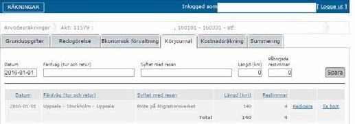 6 Kostnadsräkning Här kan du begära ersättning för utlägg som du har haft i samband med uppdraget. Samtliga utlägg kräver kvitton. De utlägg som du inte kan uppvisa kvitto för ersätts inte.