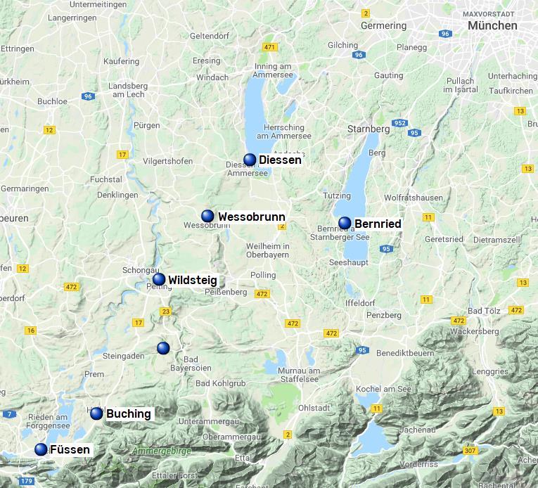 I Kung Ludwigs fotspår, 7 nätter 6(6) I Kung Ludwigs fotspår Vandringen sträcker sig från Bernried am Starnberger See strax söder om München till Füssen.