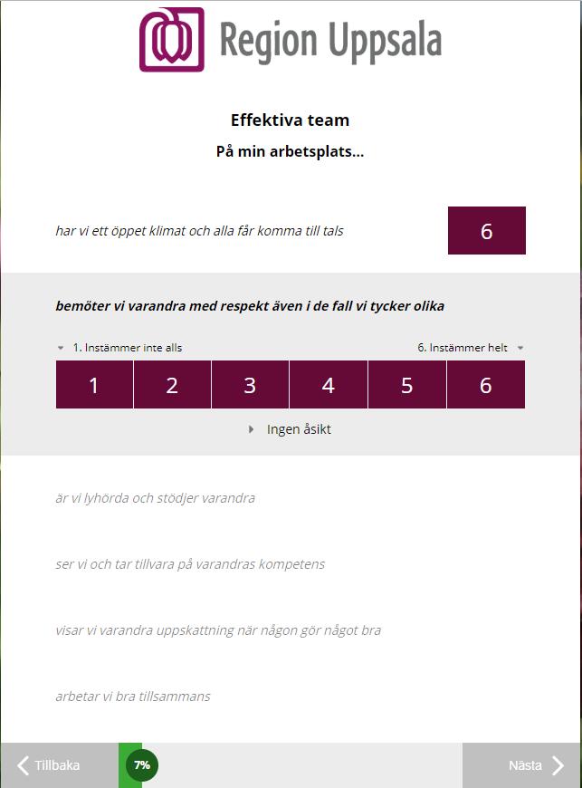 Nöjdhetsindexet (%) baseras på en uträkning av alla svar från 1. Instämmer inte alls till 6. Instämmer helt.