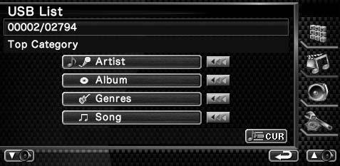 USB-lista Listar och letar efter musik/video som finns i ipoden.