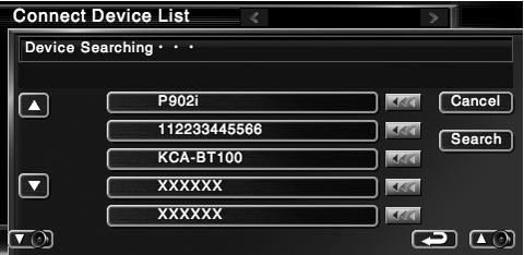 Inställning av Bluetooth Registrerar och väljer Bluetooth-enhet. Visar skärmen för inställning av Bluetooth Peka på i skärmen "SETUP Menu" (sida 60).