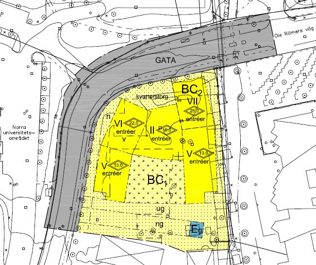 4(8) delen av detaljplanen, vilken kan utgöra en del i en framtida större platsbildning. Bild 4. Utdrag ur detaljplaneförslaget (granskningshandling, del av Dirigenten 1, PÄ 12/2018a) Bild 5.