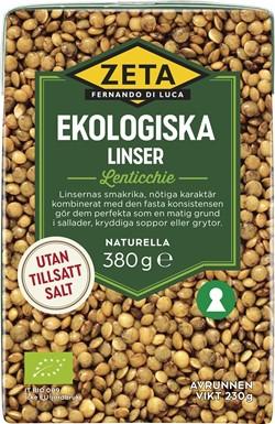 Uppgiftslämnare: Di Luca & Di Luca AB Varumärke: Zeta Leverantörens artikelnummer: 5337 Förpackningsstorlek: 380g Produktinformation Ingrediensförteckning: Ingredienser: Ekologiska linser, vatten.