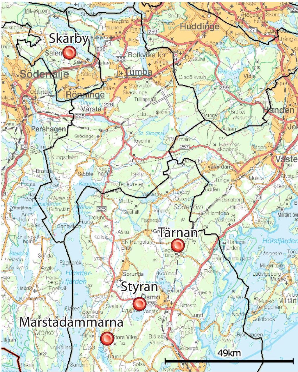 Sammanfattning av resultat i Stockholms län Översiktskarta
