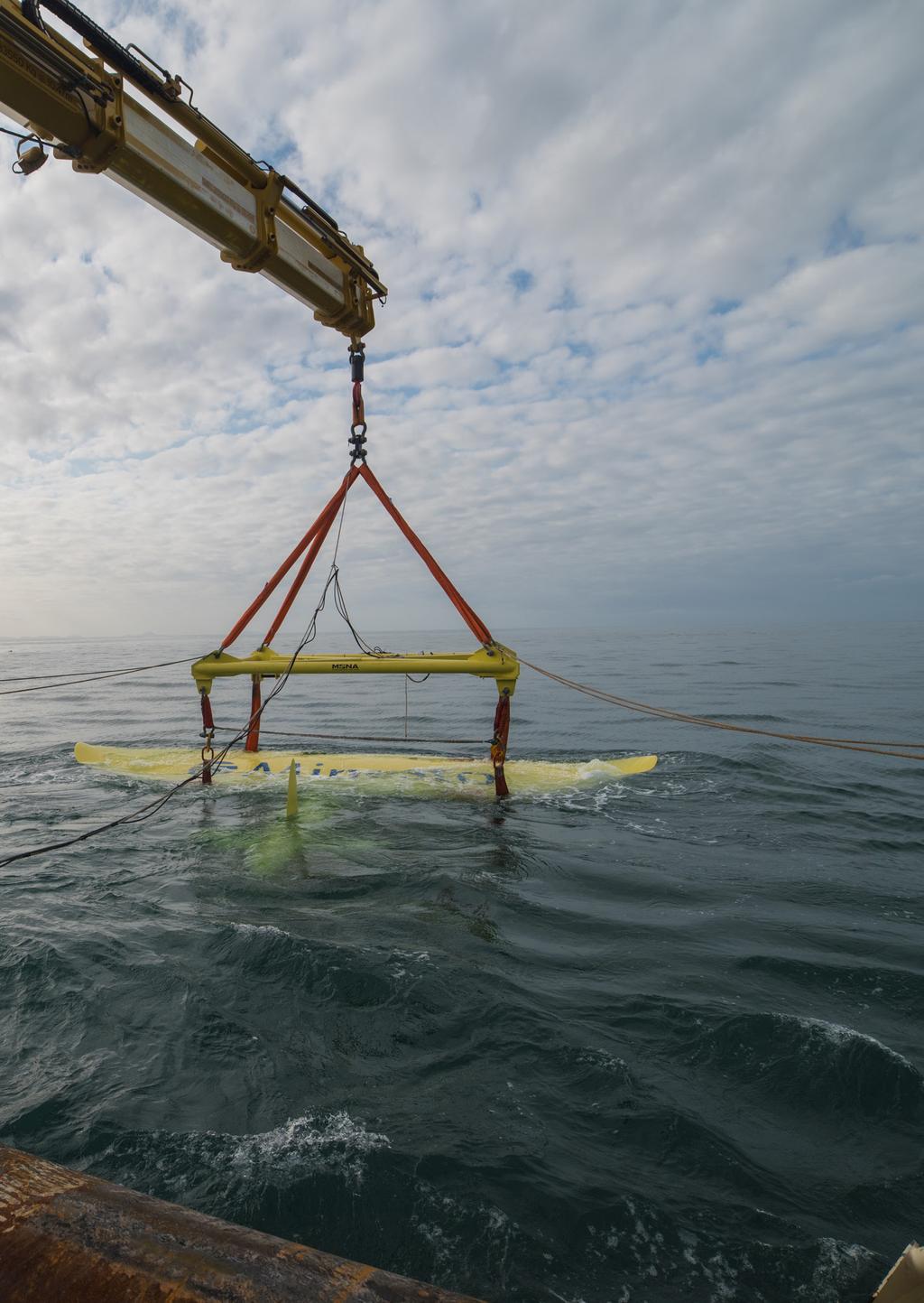 Minestos kraftverk DG500 sjösätts under dess testprogram i havet utanför norra Wales under sommaren 2018.