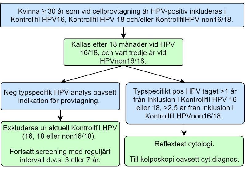 Not: Införandet av flera kontrollfiler HPV är inte okomplicerat. Bl.a. följande situationer kan uppstå: En kvinna kan ha dubbelinfektion, ex. HPV 18 och HPV 16.