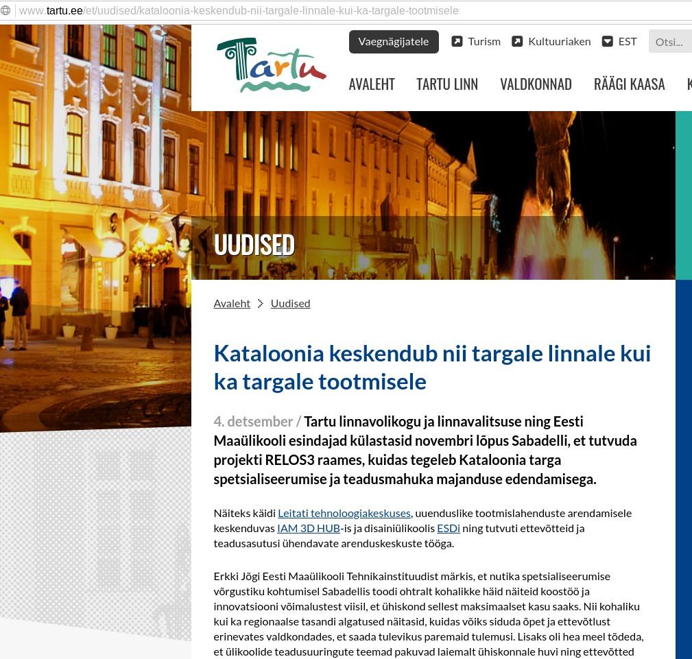 - 4 December 2018 https://www.tartu.