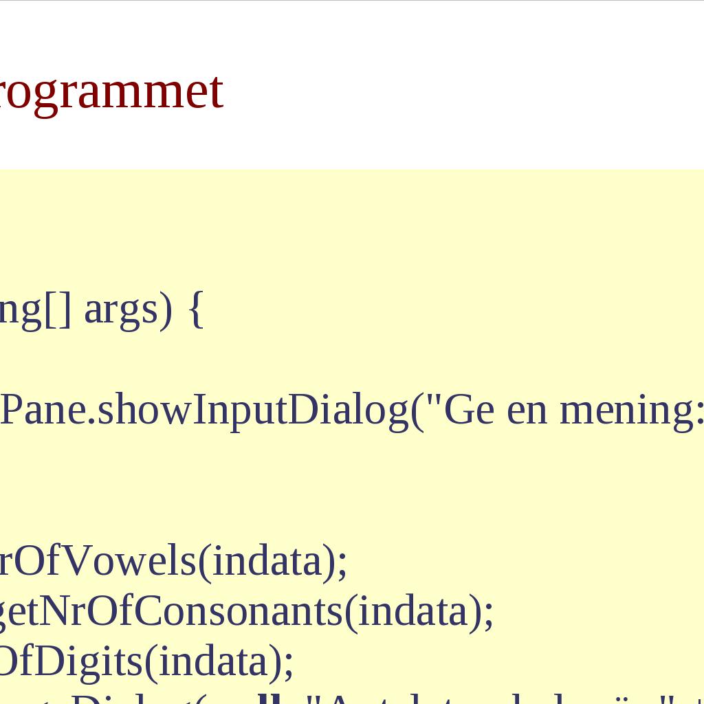 isLetter() &&!isvowel(ch)) number = number + 1; 3.