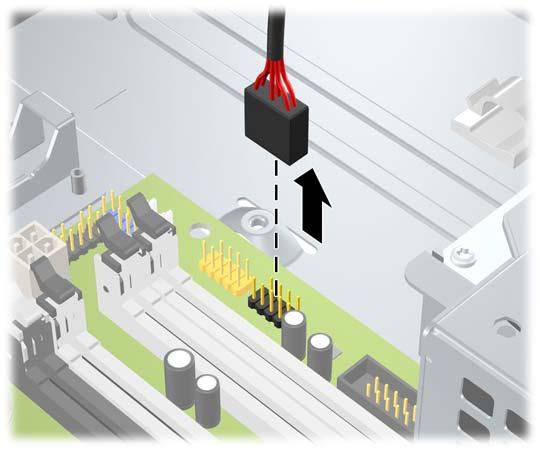 b. Om du tar bort en mediekortläsare lossar du USB-kabeln från moderkortet.