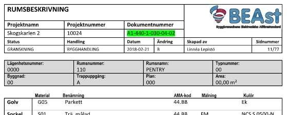 6a. Från planritning till rumsbeskrivning Hyperlänkar till rumsbeskrivningen