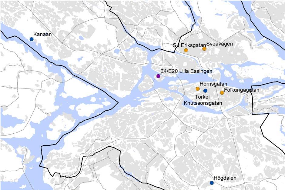 Mätplatsbeskrivningar Bilaga 2 Hornsgatan 108, två mätpunkter ca 3 m respektive 20 m över gatunivå på gatans norra sida.