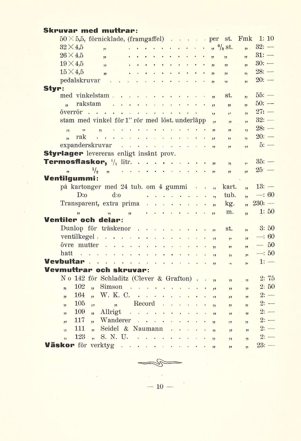 Skruvar med muttrar: X 5,5, förnicklade, (framgaffel) per st Fmk 1: 10 32X4,5 %st 32: 26 X 4,5 31: 19X4,5 30: 15X4,5 28: pedalskruvar 20: Styr: med vinkelstam st 55: rakstam : 27: överrör f stam med