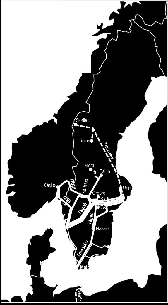 Utveckling av utbud och priser 199-218 88 Figur 4.4: Konkurrerande interregional tågtrafik i november 218.