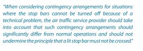 0 från EUROCONTROL) finns det däremot flera rekommendationer att inte köra mot rött ljus, se nedanstående 3 exempel Rött blinkande ok att köra mot efter klarering enligt både ICAO och EASA.