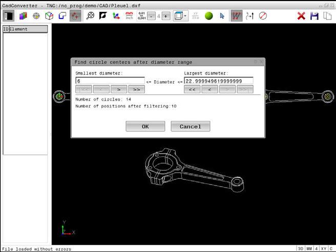 12 Överför data från CAD-filer CAD-Viewer (Option #42) Snabbval av borrpositioner via ikon Välj mode för att selektera bearbetningspositioner Fönster grafik är aktivt för att selektera positioner.