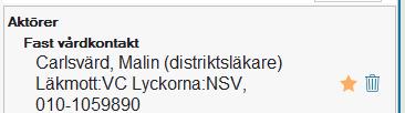 5 Fast vårdkontakt I ett ärende kan det finnas en eller flera fasta vårdkontakter. Den som är markerad med en gul stjärnikon är den som är ansvarig för samordningsärendet. 5.