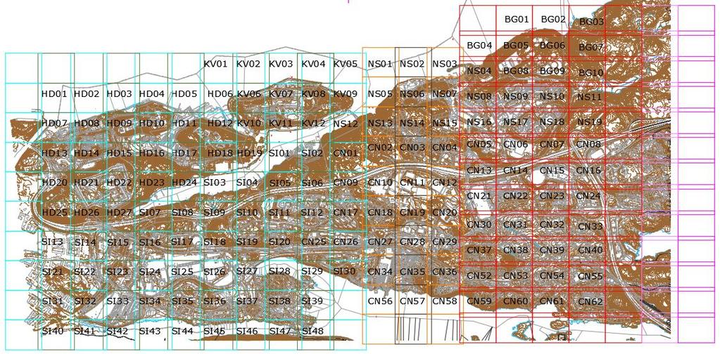 5.2.3 Geografisk indelning Bild på de geografiska lägena finns som dwg under Teknisk handbok. Indelningen är anpassad efter Primärkartan över Nacka Stad. Sätts in i 0,0.