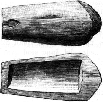 104 OSCAR MONTELIUS. kistan 2,35 lii. lång och dess största bredd 0,98; invändigt vardén 1,63 m. lång och dess största bredd 0,so ni. I bottnen, nära midten, var ett atlångt hål hugget, 7,5 cm.