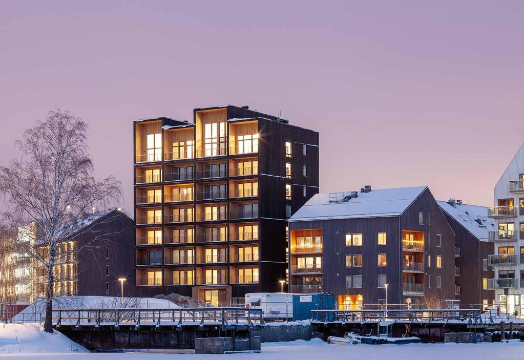 Landmärke visar möjligheter kl-trä till nya höjder. Det nio våningar höga huset Kajstaden av KL-trä i Västerås är Sveriges högsta byggnad helt av trä.