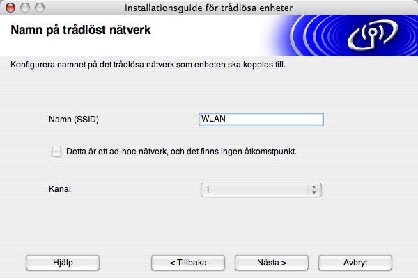 Välj det ad-hoc-nätverk som du vill koppla maskinen till, och klicka sedan på Nästa.