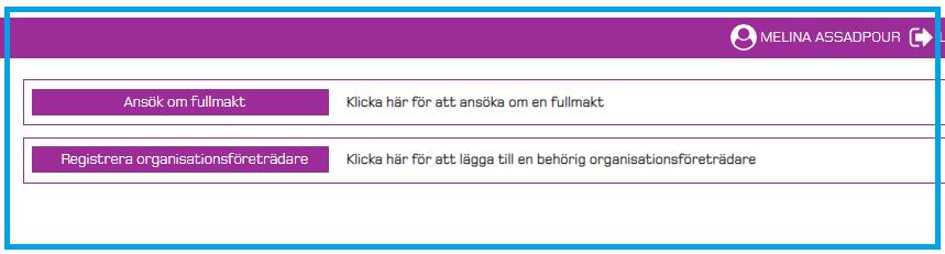 ChamberSign E-tjänsten - Användarmanual Sida: 10/26 Du kommer till en ansökan. Fyll i uppgifterna i ansökan och välj den fullmaktsroll du vill ansöka om.