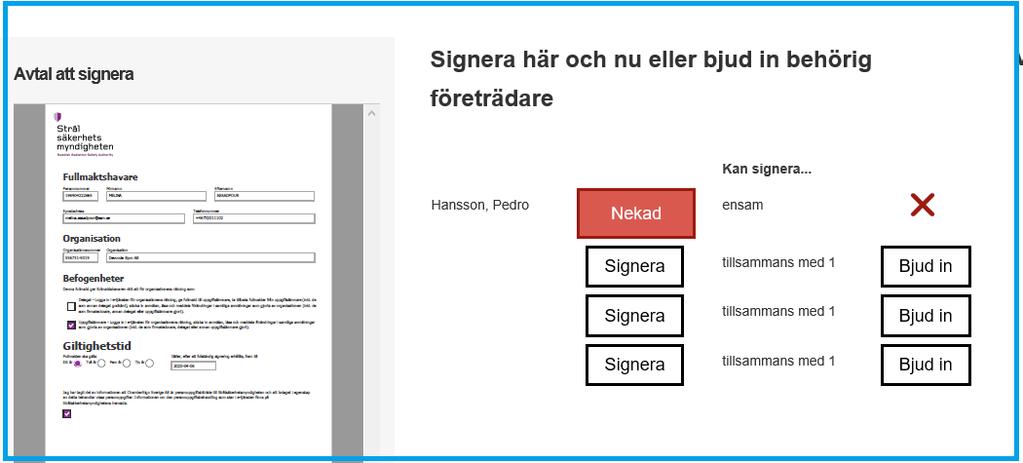 att din fullmaktsansökan är nekad