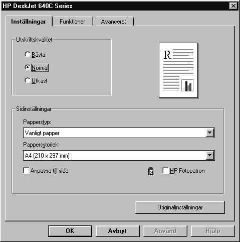 Se till att du markerar alternativet HP Fotopatron i fliken Inställningar. Obs!