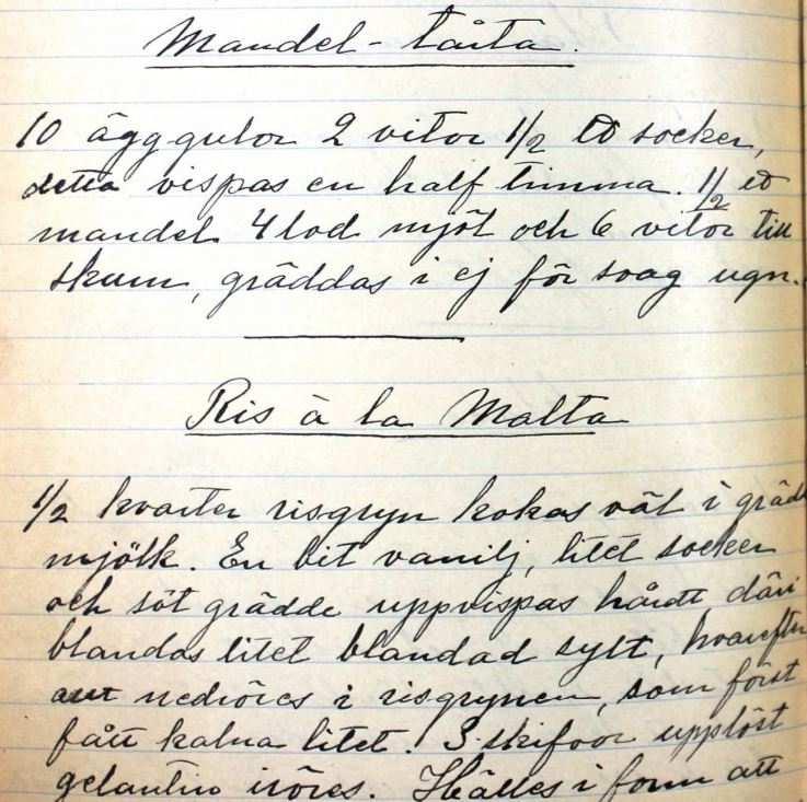 Källmaterial 3. Recept ur Wilhelm Schumachers arkiv, 1890-tal.