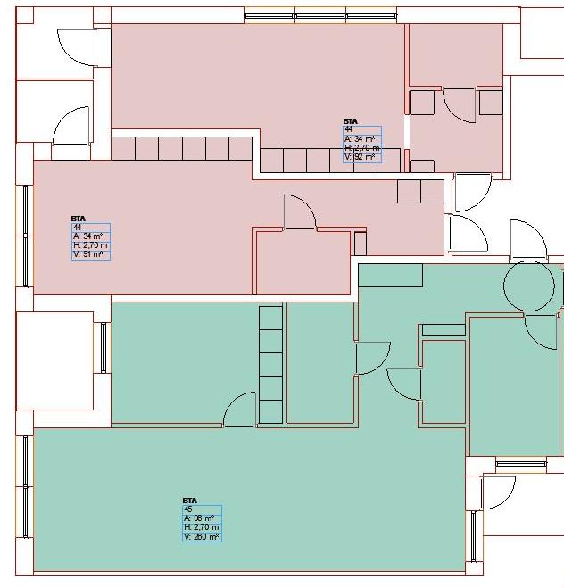 Figur 3. Lägenhetsdisposition i västra hörnet för Kv A. Kvarter B har ekvivalentnivåer över dba, som högst dba, på fasad som vetter mot Tegeluddsvägen.