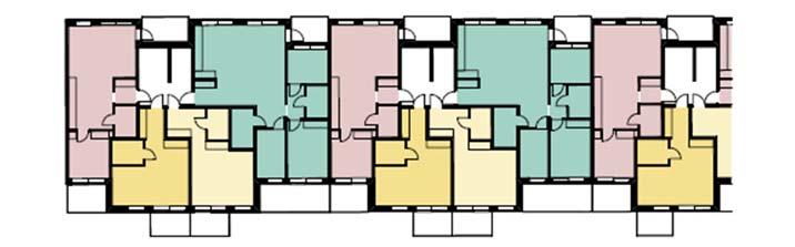 ljudnivåer upp mot dba på översta våningsplanet. Samtliga lägenheter uppfyller riktlinjer för buller med planerad planlösning. Södra längan har ekvivalentnivåer på som högst dba mot Tegelbruksvägen.