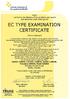 EC TYPE EXAMINATION CERTIFICATE