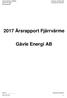 2017 Årsrapport Fjärrvärme. Gävle Energi AB