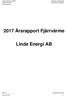 2017 Årsrapport Fjärrvärme. Linde Energi AB