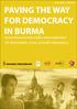 PAVING THE WAY FOR DEMOCRACY IN BURMA