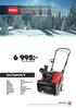 6 995:- Toro Powerlite R 2015/2016 SNÖSLUNGOR. www.hako.se 1-STEGS SNÖSLUNGA. Artnr: 38273 Toro OHV 4-takt, 3 hk. Kastlängd: