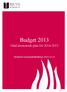 Budget 2013. Med ekonomisk plan för 2014-2015. Beslutad i kommunfullmäktige 2012-12-13