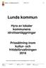 Lunds kommun. Hyra av lokaler kommunens idrottsanläggningar. Prissättning inom kultur- och fritidsförvaltningen 2016