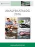 ANALYSKATALOG 2016. Publicerad 160121. www.alcontrol.se