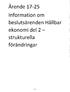 Arende 17-25 Information om beslutsärenden Hållbar ekonomi del 2 - stru ktu re I la förändringar