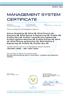 MANAGEMENT SYSTEM CERTIFICATE