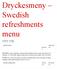 Dryckesmeny Swedish refreshments menu