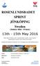 ROSENLUNDSBADET SPRINT JÖNKÖPING Sweden. 13th - 15th May 2016