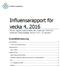 Influensarapport för vecka 4, 2016 Denna rapport publicerades den 4 februari 2016 och redovisar influensaläget vecka 4 (25 31 januari).