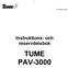 Instruktions- och reservdelsbok TUME PAV-3000
